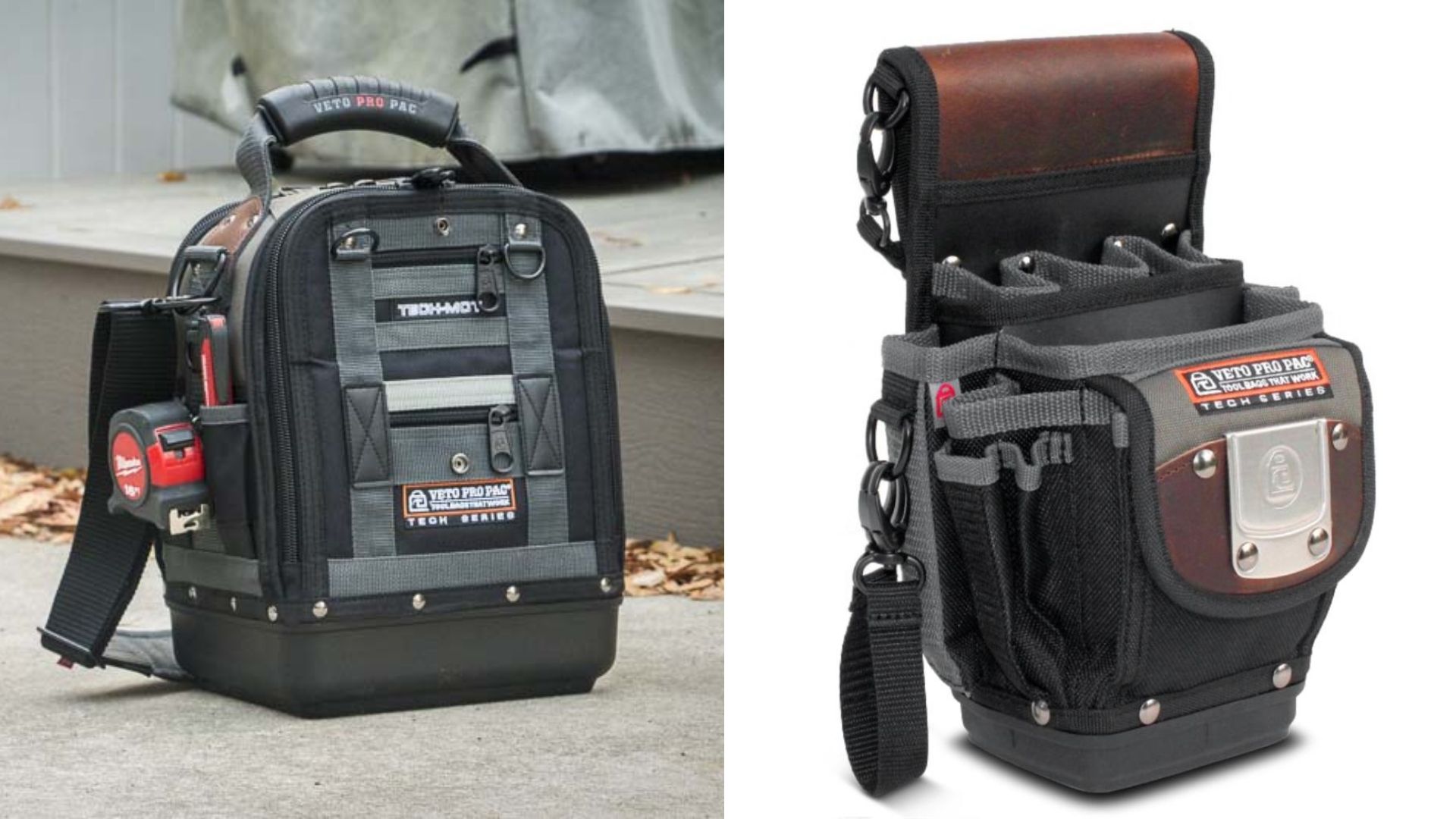 Two veto pro pac tool bags.